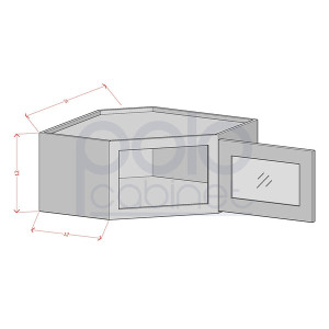 Glass Door Diagonal Corner Wall Stacker Cabinet
