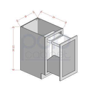 Single Full Height Door Base Cabinet with Trash Can Pullout
