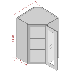 Wall diagonal glass door cabinet