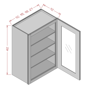 42'' Height Single Glass Door Wall Cabinet
