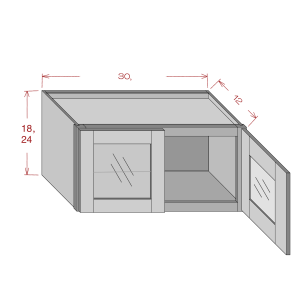 30'' Wide Glass Door Wall Cabinet