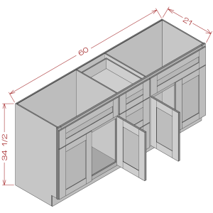 Double Sink Vanity Combo Cabinet