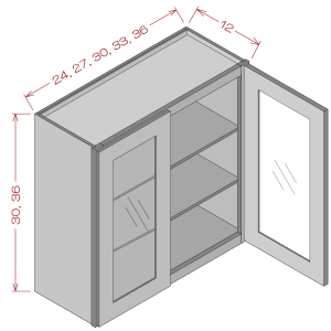 30'' Height Double Glass Door Wall Cabinet