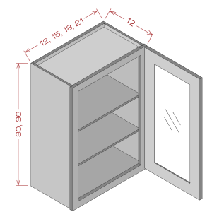 30'' Height Single Glass Door Wall Cabinet