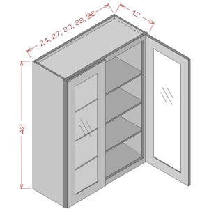 42'' Height Double Glass Door Wall Cabinet