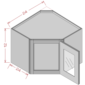 12'' Height Wall diagonal glass door cabinet