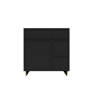 Urban Slim Black Shaker, Painted Finish Tall Vanity Sink Drawers Combo Cabinet W30