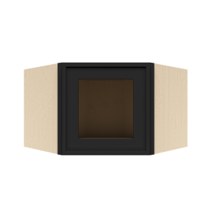 Urban Slim Black Shaker, Painted Finish Wall Diagonal Mullion Door Cabinet W24