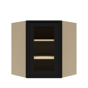 Urban Slim Black Shaker, Painted Finish Wall Diagonal Mullion Door Cabinet W24