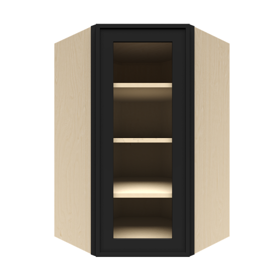 Urban Slim Black Shaker, Painted Finish Wall Diagonal Mullion Door Cabinet W24