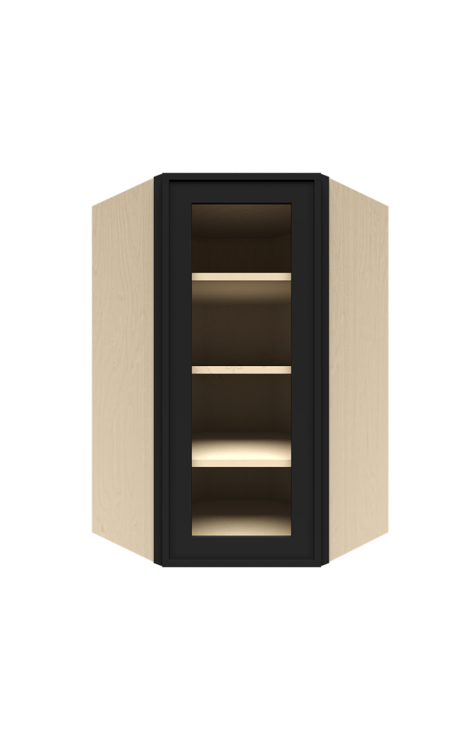 Urban Slim Black Shaker, Painted Finish Wall Diagonal Mullion Door Cabinet W24