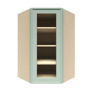 Urban Slim Minty Green Shaker, Painted Finish Wall Diagonal Mullion Door Cabinet W24