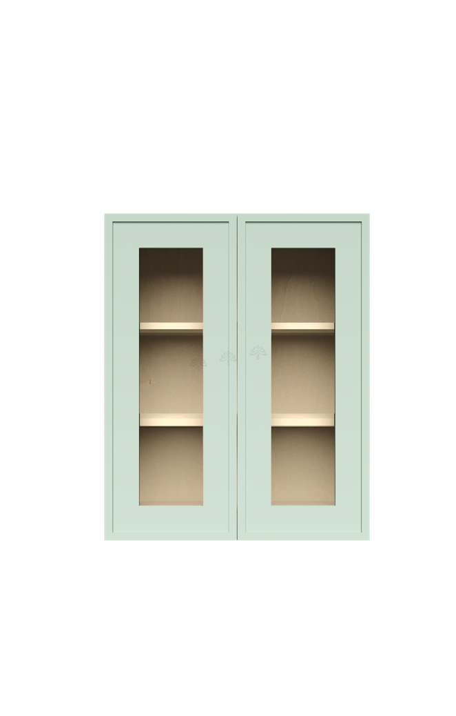 Urban Slim Minty Green Shaker, Painted Finish Wall Mullion Door Cabinet W33