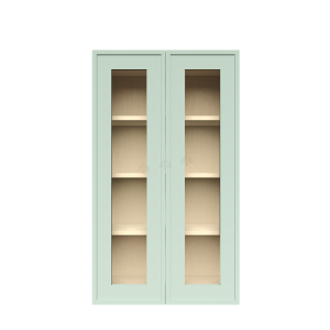 Urban Slim Minty Green Shaker, Painted Finish Wall Mullion Door Cabinet W33