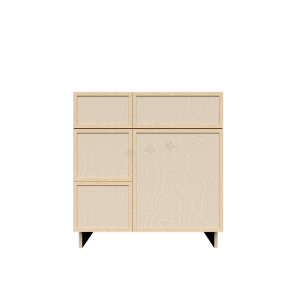 Urban Slim Natural Shaker, Natural Finish with Clear Coat Tall Vanity Sink Drawers Combo Cabinet W30