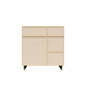 Urban Slim Natural Shaker, Natural Finish with Clear Coat Tall Vanity Sink Drawers Combo Cabinet W30
