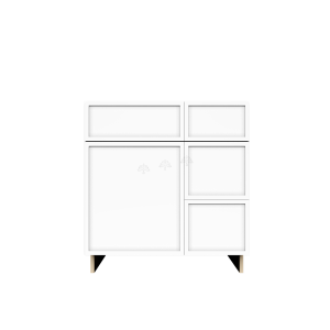 Urban Slim White Shaker, Painted Finish Tall Vanity Sink Drawers Combo Cabinet W30