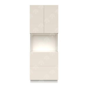 Valencia Series Cashmere Cream Matte Finish Microwave Oven Cabinet with Bottom Drawers W30