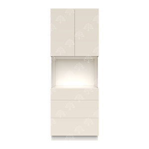 Valencia Series Cashmere Cream Matte Finish Microwave Oven Cabinet with Bottom Drawers W30