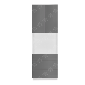 Valencia Series High-Gloss Finish in Gray  Microwave Oven Cabinet with Bottom Drawers W30