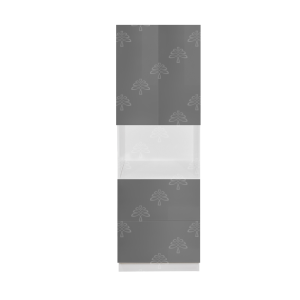 Valencia Series High-Gloss Finish in Gray  Microwave Oven Cabinet with Bottom Drawers W30