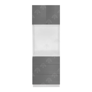 Valencia Series High-Gloss Finish in Gray  Single Oven Cabinet with Bottom Drawers W30