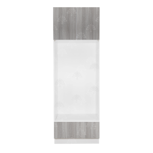 Valencia Series Misty Gray Wood Grain Finish  Double Oven Cabinet with Small Drawer Face W30