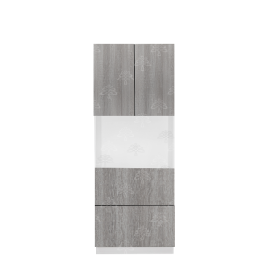 Valencia Series Misty Gray Wood Grain Finish  Microwave Oven Cabinet with Bottom Drawers W30