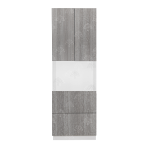 Valencia Series Misty Gray Wood Grain Finish  Microwave Oven Cabinet with Bottom Drawers W30