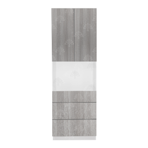 Valencia Series Misty Gray Wood Grain Finish  Microwave Oven Cabinet with Bottom Drawers W30