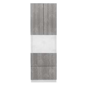 Valencia Series Misty Gray Wood Grain Finish  Microwave Oven Cabinet with Bottom Drawers W30