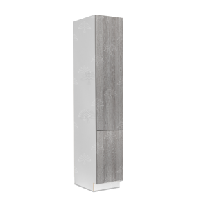 Valencia Series Misty Gray Wood Grain Finish  Pantry Finish Pantry Cabinet with Inverted Door and Roll Out Tray W18