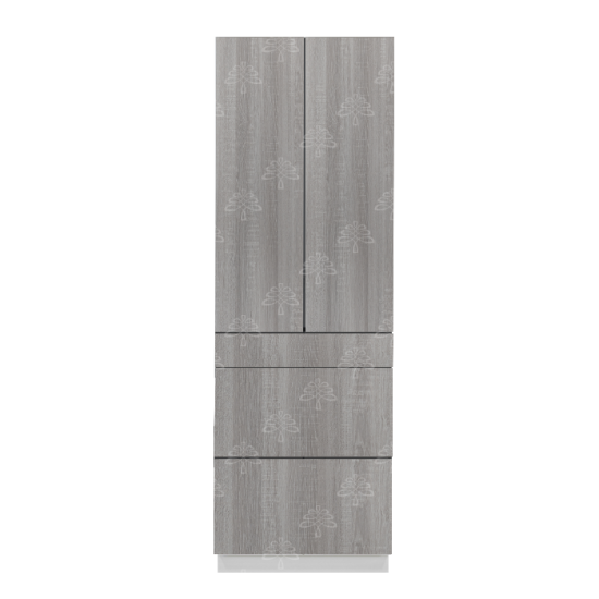 Valencia Series Misty Gray Wood Grain Finish  Pantry Finish Pantry Cabinet with Inverted Door W24