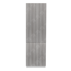 Valencia Series Misty Gray Wood Grain Finish  Pantry Finish Pantry Cabinet with Inverted Door and Roll Out Tray W24