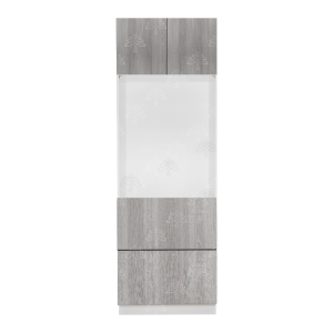 Valencia Series Misty Gray Wood Grain Finish  Single Oven Cabinet with Bottom Drawers W30