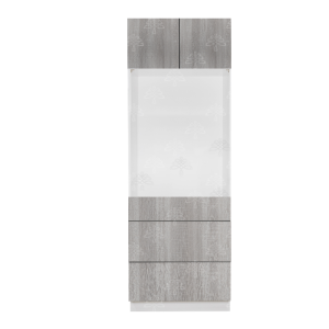 Valencia Series Misty Gray Wood Grain Finish  Single Oven Cabinet with Bottom Drawers W30