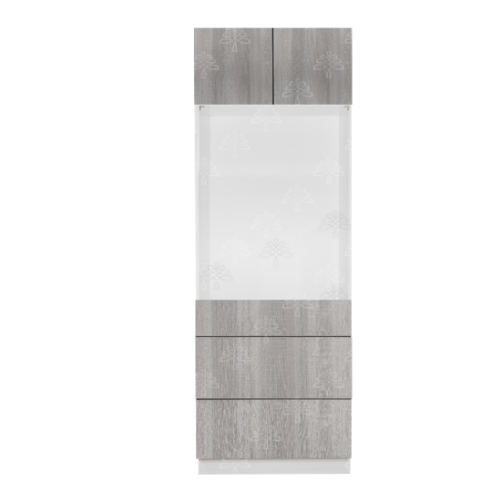 Valencia Series Misty Gray Wood Grain Finish  Single Oven Cabinet with Bottom Drawers W30