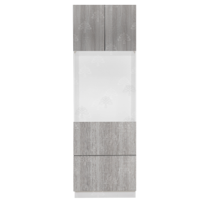 Valencia Series Misty Gray Wood Grain Finish  Single Oven Cabinet with Bottom Drawers W30