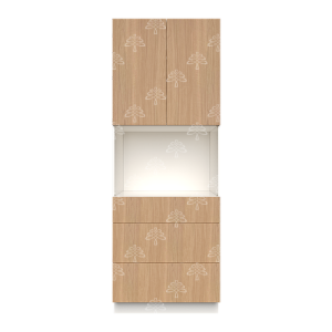 Valencia Series Rose Teak Wood Textured Finish Microwave Oven Cabinet with Bottom Drawers W30