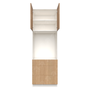 Valencia Series Rose Teak Wood Textured Finish Single Oven Cabinet with Bottom Drawers W30