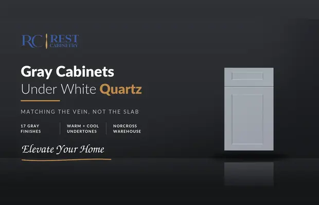 Gray Cabinets Under White Quartz