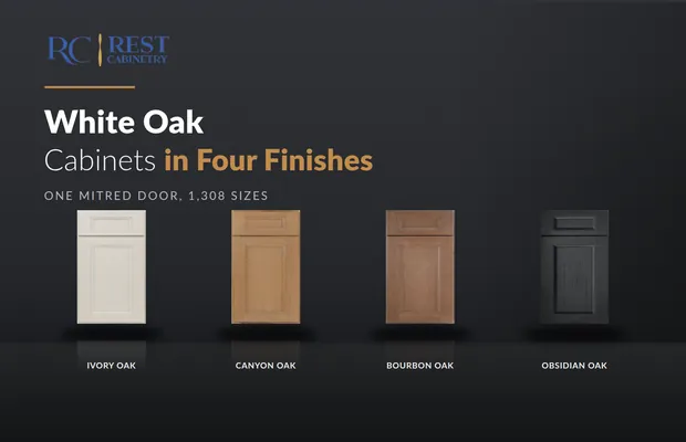 White Oak Kitchen Cabinets: Ivory, Canyon, Bourbon and Obsidian
