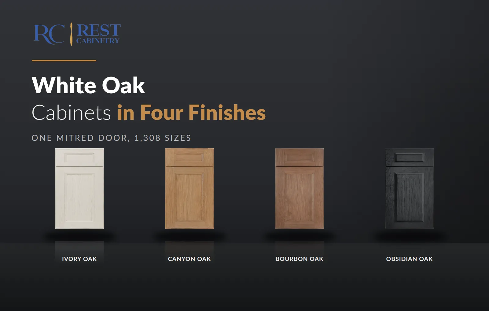 White Oak Kitchen Cabinets: Ivory, Canyon, Bourbon and Obsidian