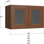 Double Glass Door Stacker Cabinet 15" High