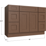Base combinada de mueble de baño de dos puertas / dos cajones