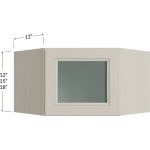 Gabinete de pared esquinero diagonal apilable (stacker) con puerta de vidrio