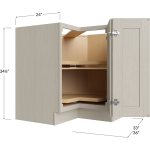 Gabinete base esquinero con carrusel (lazy susan) y charolas