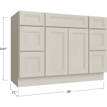 Base combinada de mueble de baño de dos puertas / dos cajones