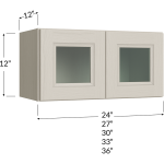Gabinete apilable (stacker) de dos puertas de vidrio, 12" de alto