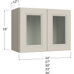 Gabinete apilable (stacker) de dos puertas de vidrio, 18" de alto